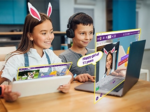 Children coding with PictoBlox blocks, exploring facial recognition