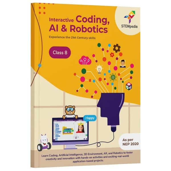 STEMpedia Interactive Coding, AI and Robotics Book for Class 8th