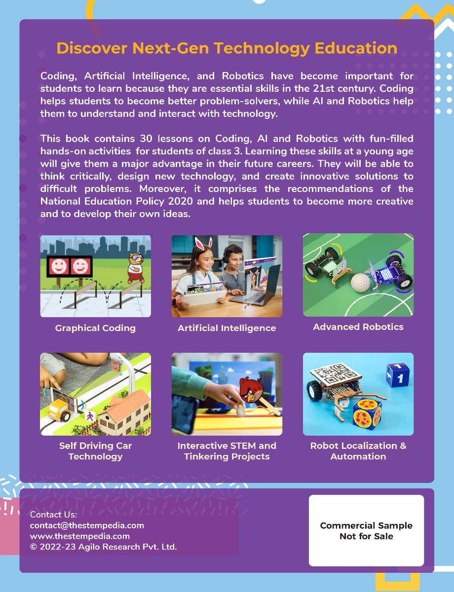 Fun Filled Coding, AI and Robotics Class 3 – Back Cover Image