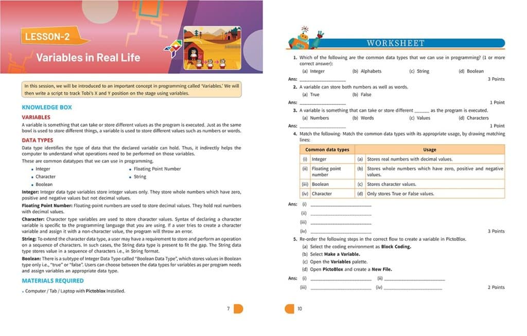 Interactive Coding, AI and Robotics Book for Class 7