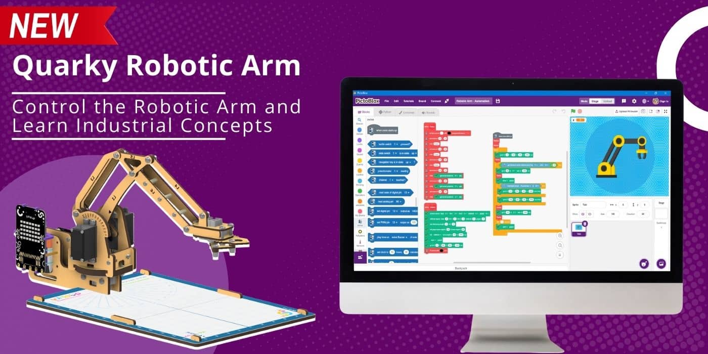 Quarky Robotic Arm Extension to learn Industrial Robotics Concept