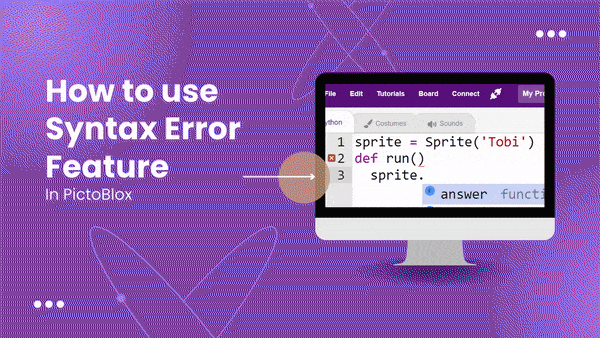 Syntax Error Highlighting in PictoBlox Python Environment