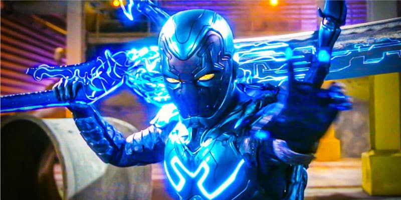 Blue Beetle character in the movie 'Blue Beetle'.