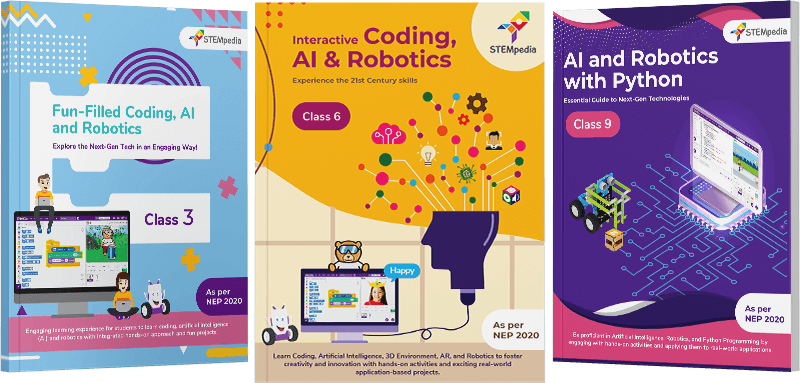 Coding, AI and Robotics Books for CBSE subject code 417 & 843 and ICSE Subject Code 66 for Classes 1 to 12