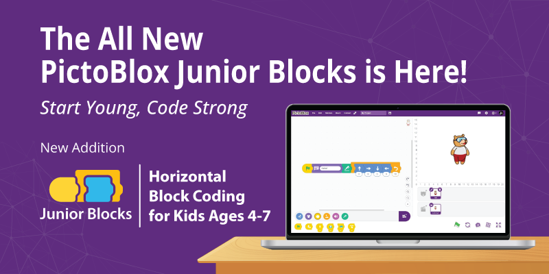 Introducing PictoBlox Junior Blocks for coding, tailored for kids ages 4-7 to learn and create with technology.