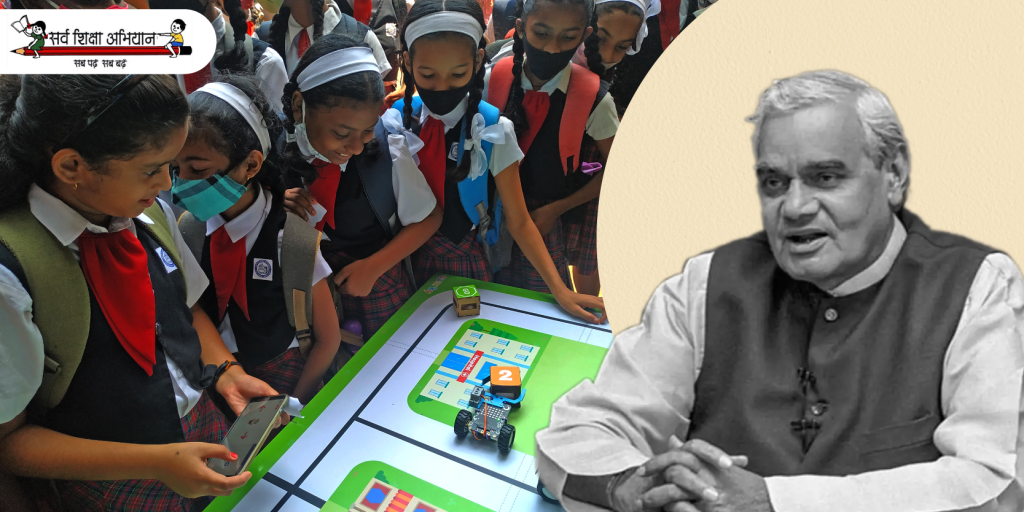 Young girls using Quarky DIY robot kits and PictoBlox educational software under Sarva Shiksha Abhiyan