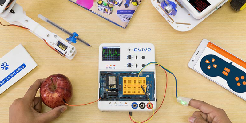 Hands-on learning with microcontrollers and sensors, illustrating IoT and robotics education