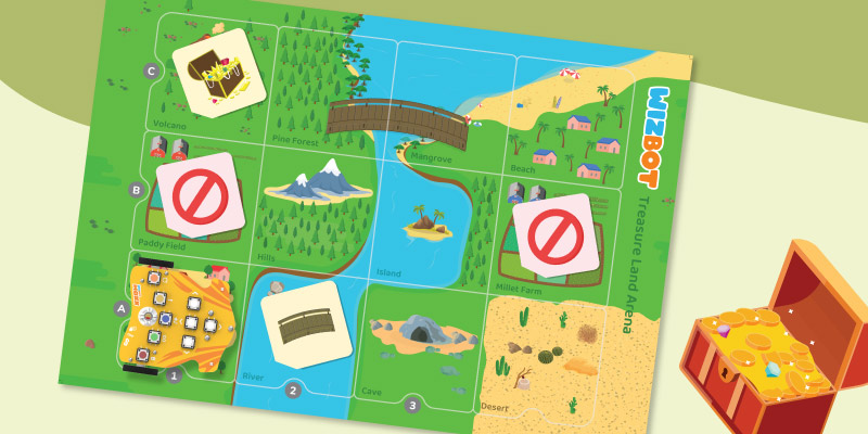 Treasure Hunt Game with wizbot maxx screen-free robot toy