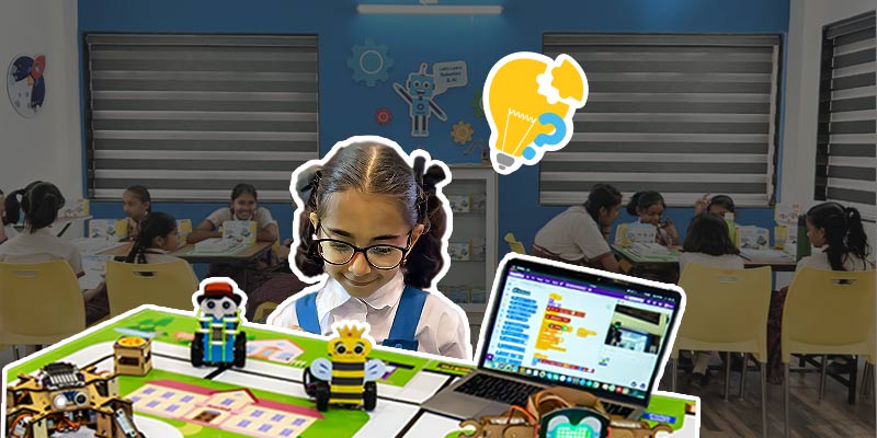 Students using an AI and robotics lab to break down problems through design, testing, debugging and iteration