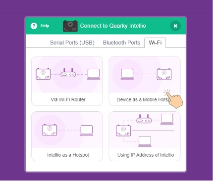 Choose via device as a mobile hotspot