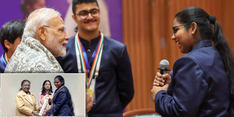 Sindoora Raja, Codeavour winner receiving India's highest civilian award for children - The Pradhan Mantri Rashtriya Bal Puraskar