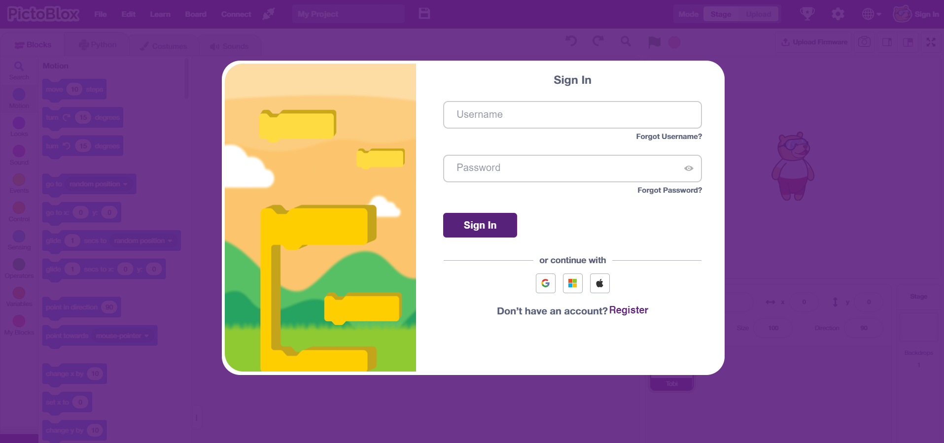 PictoBlox Sign In Page