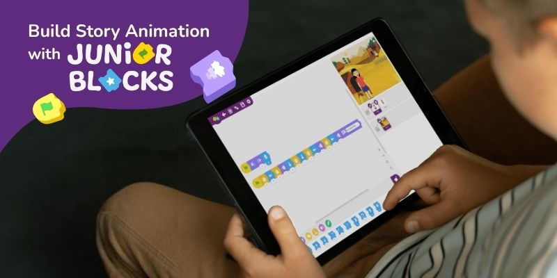 Storytelling and Animation with Block Coding in Junior Blocks