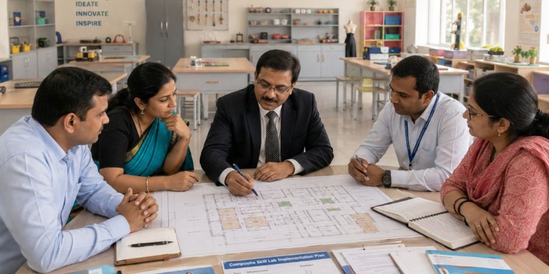 Principal and school management planning a CBSE Composite Skill Lab