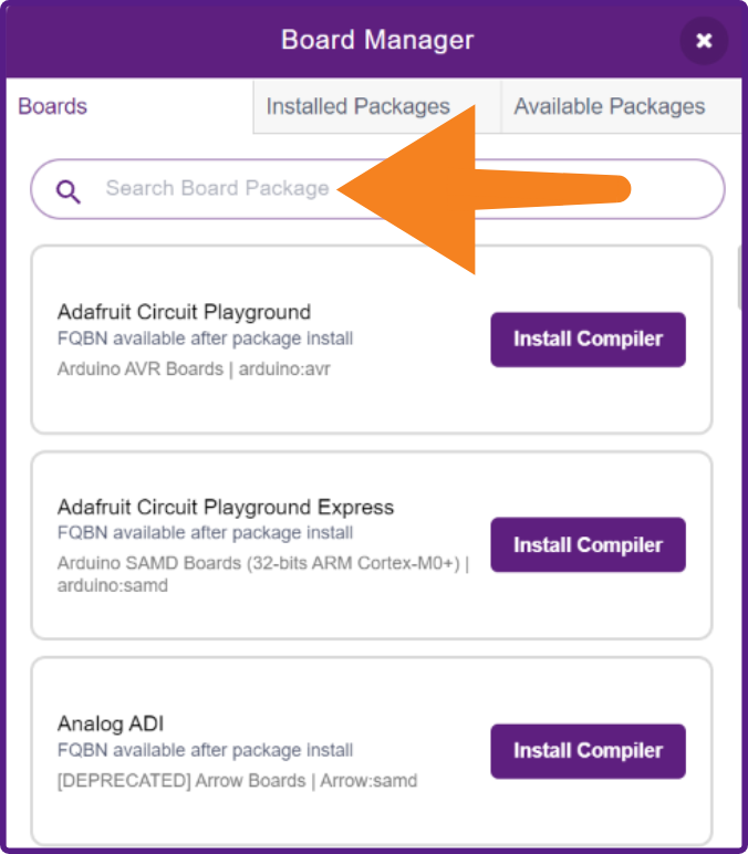 Boards List after Clicking on more boards option