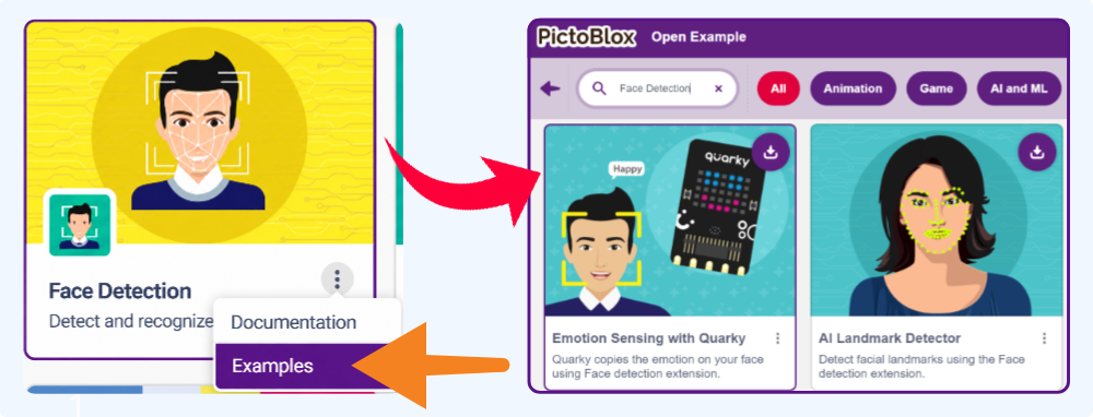 PictoBlox-10-New-Examples-three dot option