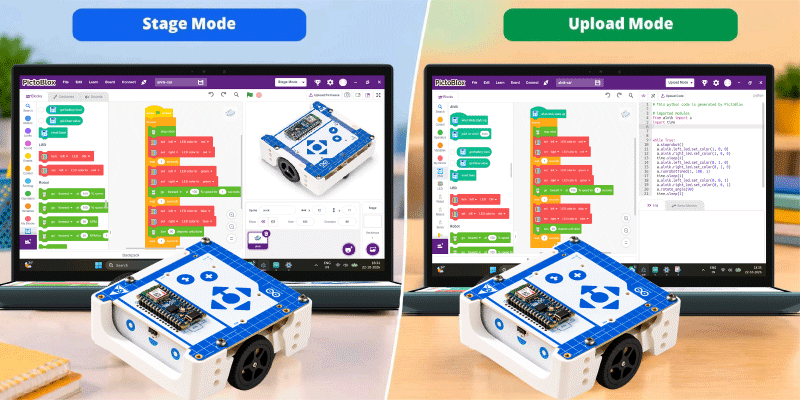 Stage-mode-and-upload-mode- display