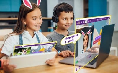 Children coding with PictoBlox blocks, exploring facial recognition